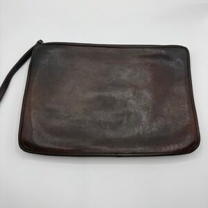 Vintage Coach Brown Leather Portfolio Clutch Wristlet NYC Made 183-0131